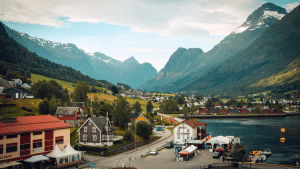 Stavanger Häuser am Wasser
