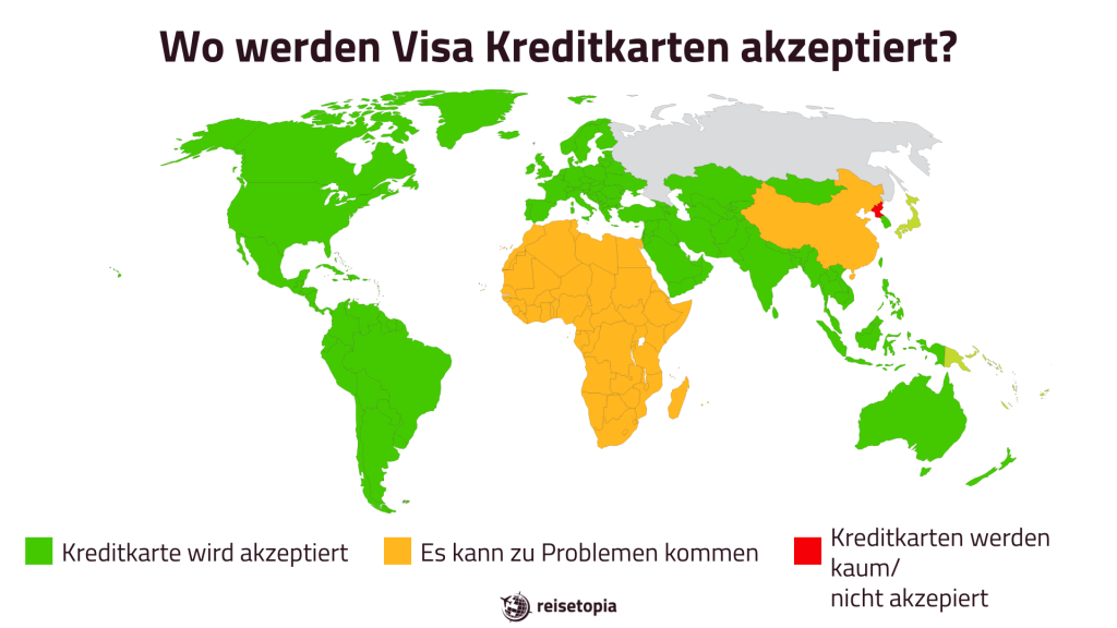 Visa Kreditkarten Akzeptanz Reisetopia Grafik