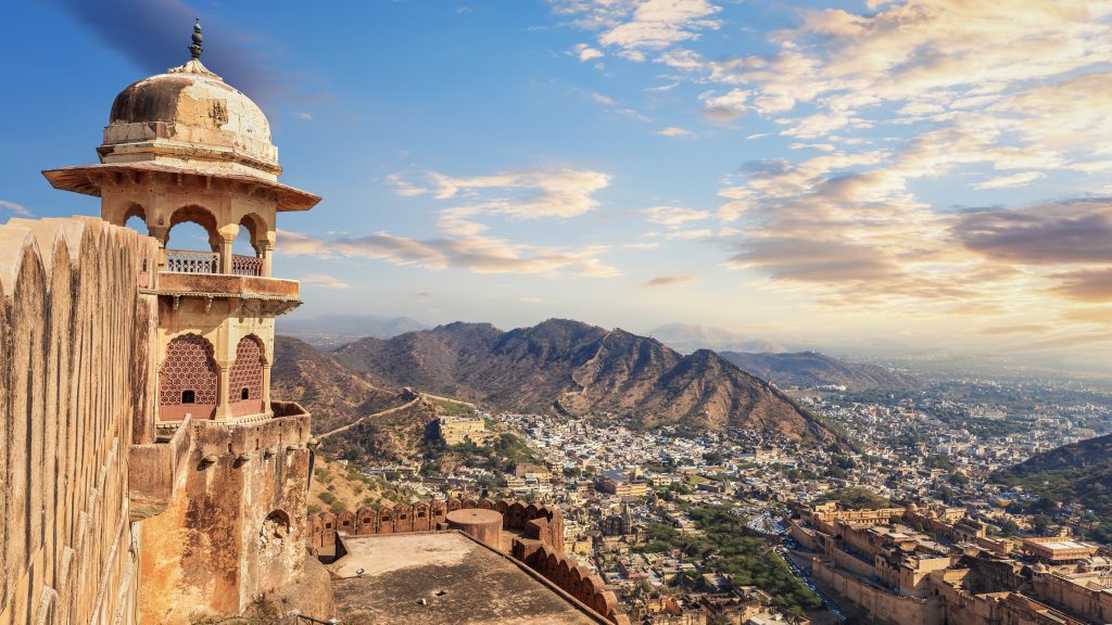 Aerial View From Jaigarh Fort At Sunset, India, Rajasthan, Jaipur