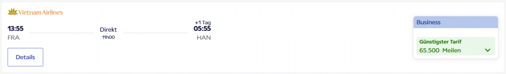 Flying Blue Award Flight FRA HAN Business Class Vietnam Airlines 2025