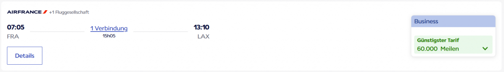 Flying Blue Award Flight FRA LAX Business Class Air France 2025