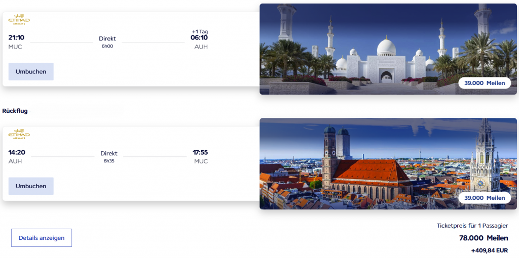 Flying Blue Award Flight MUC AUH MUC Business Class Etihad 2025