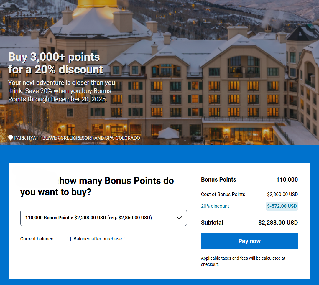 Hyatt Aktion Punkte Kaufen Oktober Dezember 2025