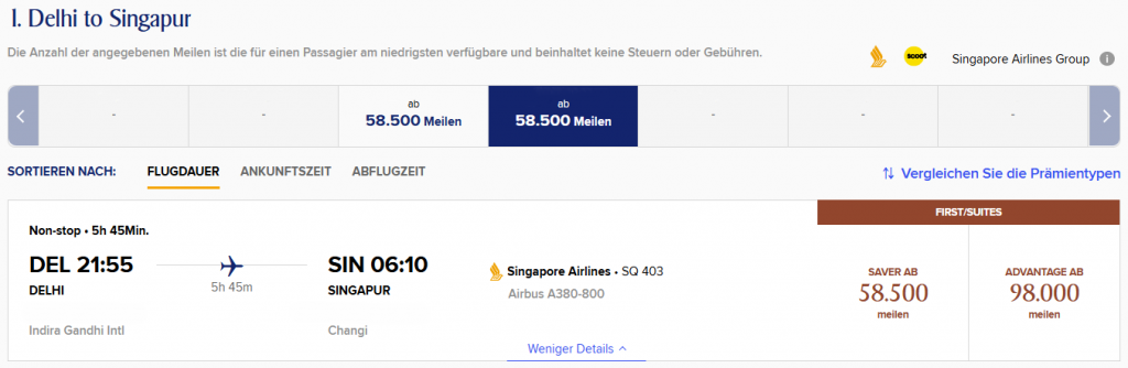 KrisFlyer Award Flight DEL SIN Suites First Class SQ A380 1