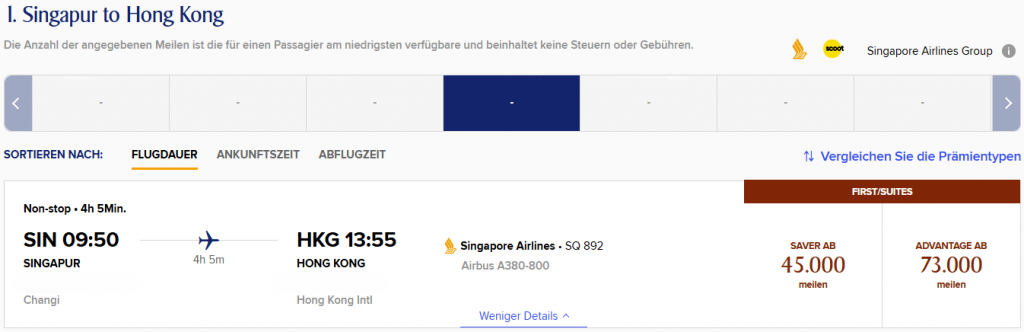 KrisFlyer Award Flight SIN HKG Suites First Class SQ A380 Clean 1