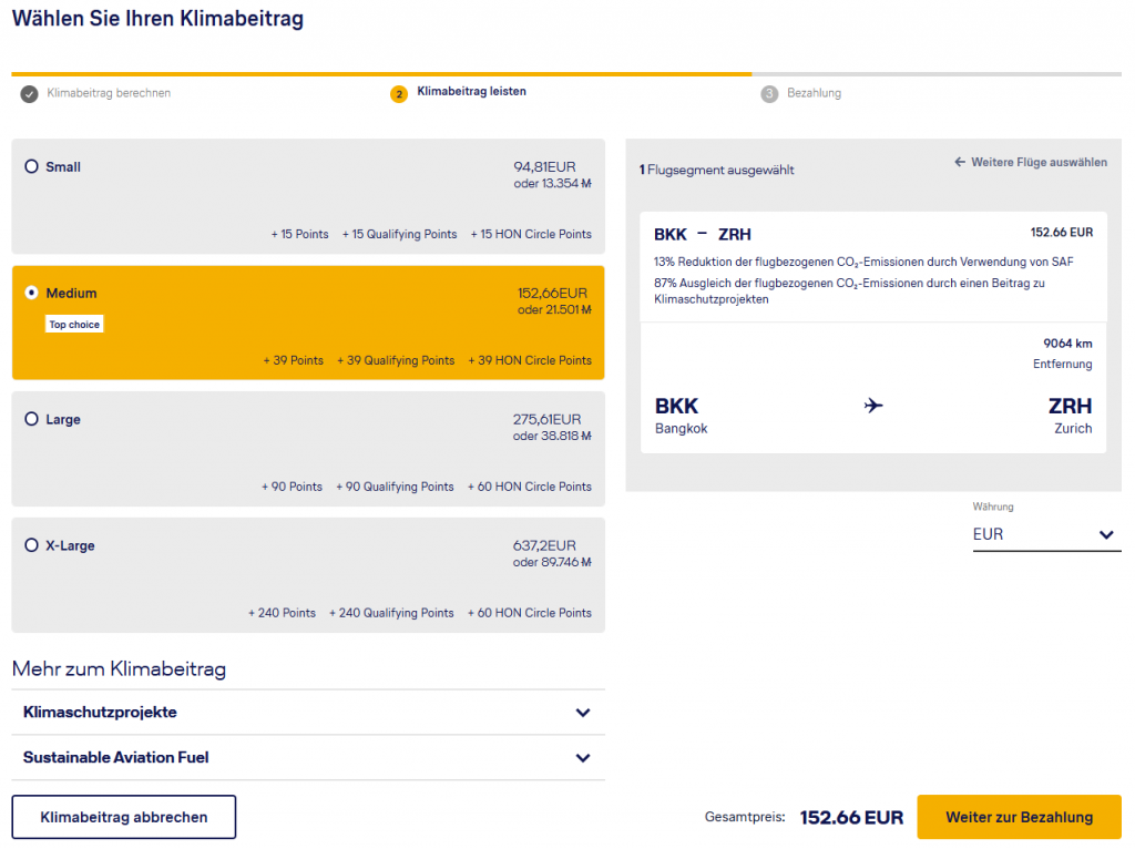Miles More Kompensation Bangkok Zürich