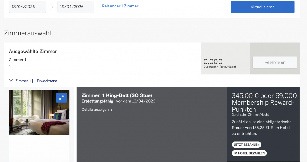 SO Berlin Das Stue Buchung Amex