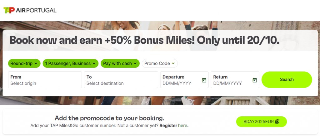 TAP Air Portugal Aktion Oktober 2025