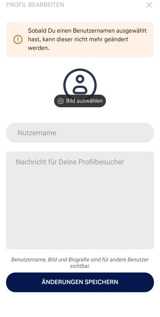 Uptrip Marktplatz Profil Einrichten Benutzername Anlegen
