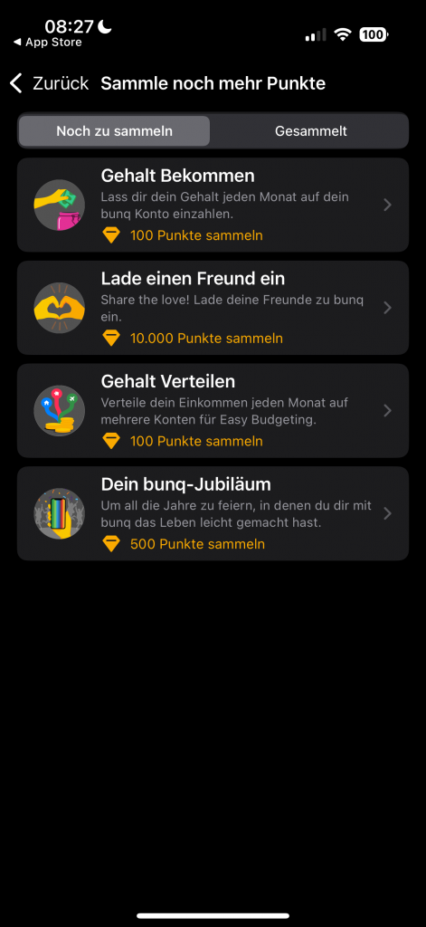 Bunq Points Challenges