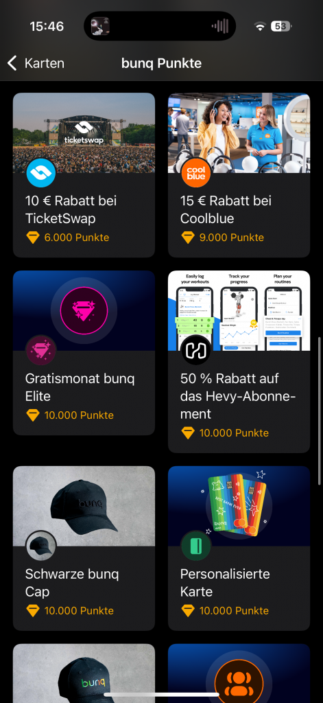 Bunq Points Praemien 2