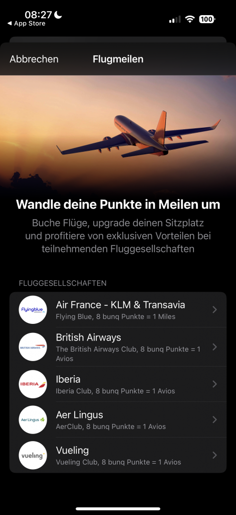 Bunq Vielfliegerprogramme