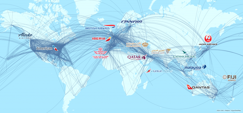 Oneworld Allianz Alle Routen 2025