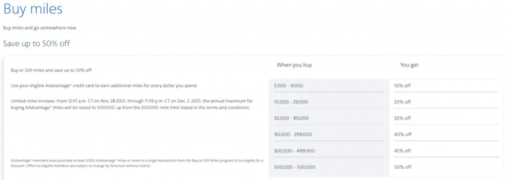 AAdvantage Meilen Aktion November 2025 Black Friday
