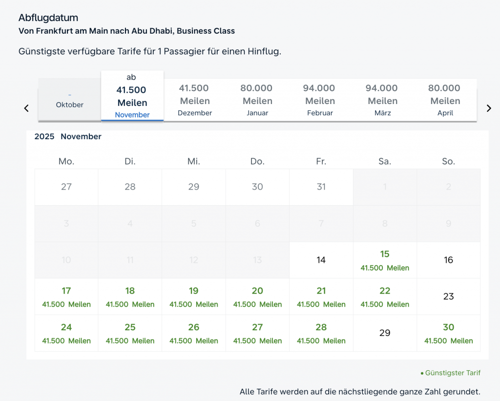 Flying Blue Kalendersuche