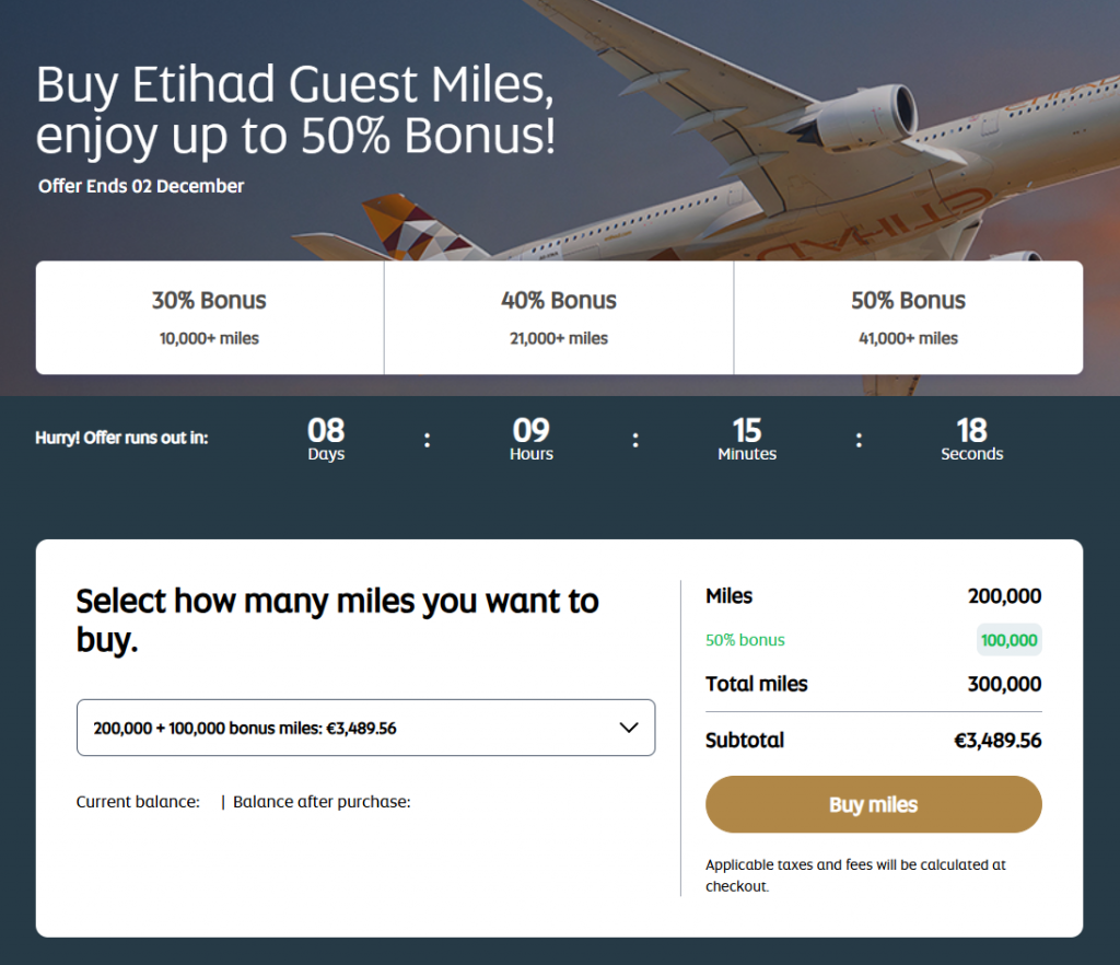 Buy Etihad Guest Miles November 2025 Bonus 50