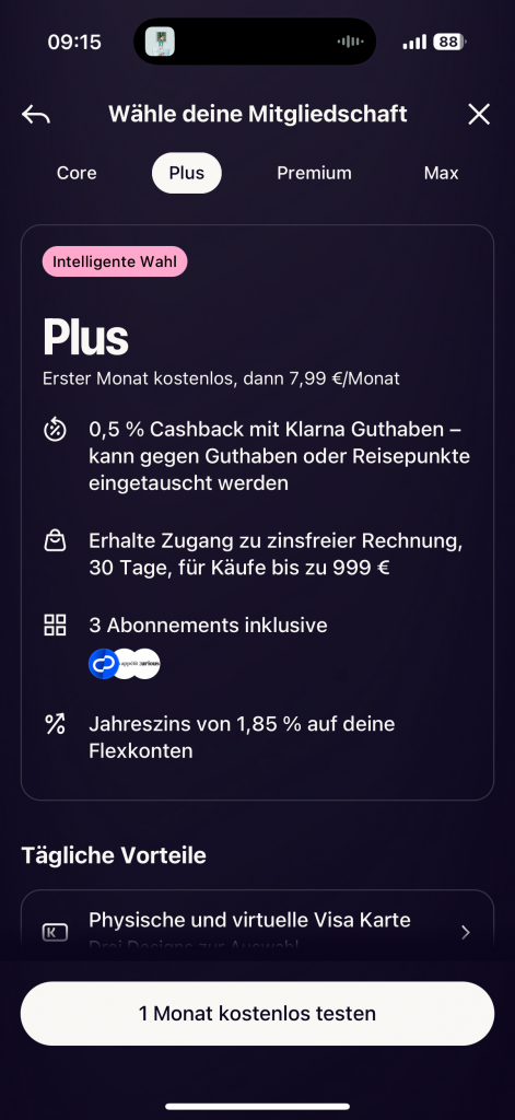 Klarna Plus Abo App