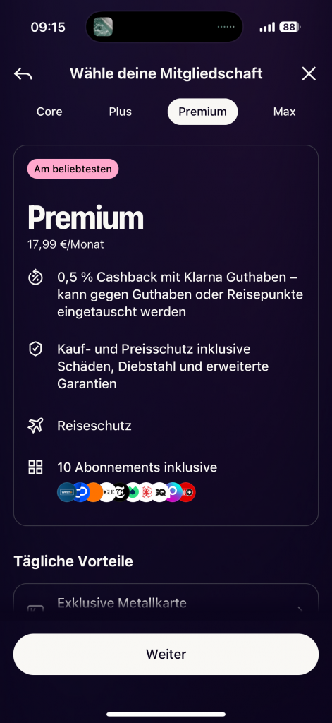 Klarna Premium Abo App
