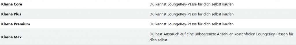 Klarna Premium Abo Lounge Zugang