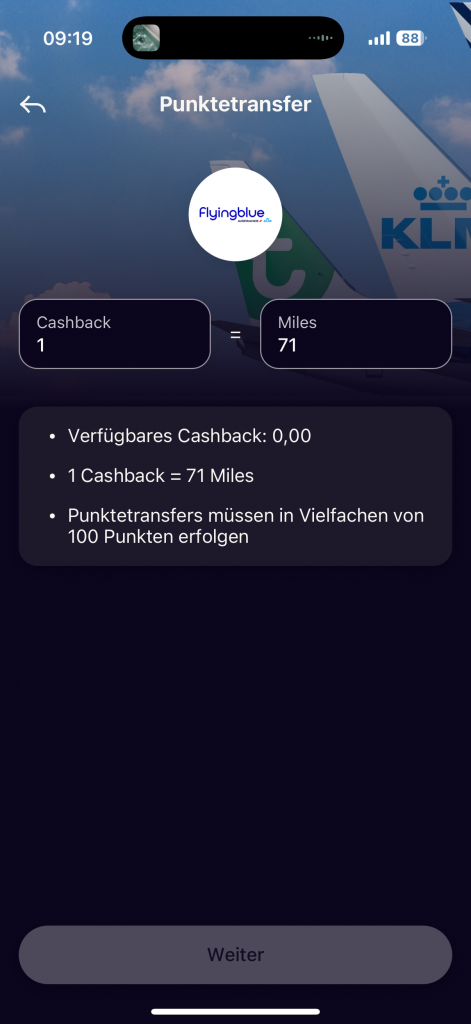 Klarna Umwandlung Meilen Flying Blue 2