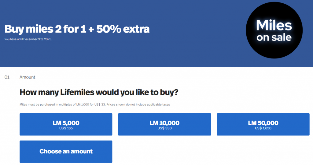 Lifemiles Buy Miles November Dezember 2025 Flash Sale