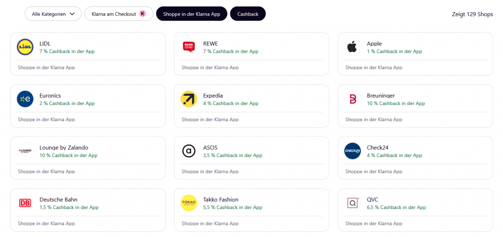 Klarna Cashback In Der App Ueberblick