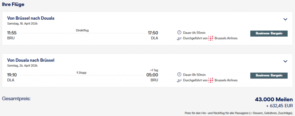 Miles More MS Brussels BRU DLE Business Class 1
