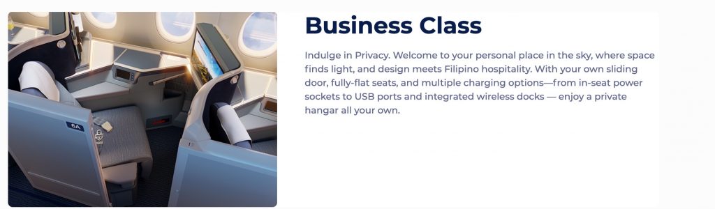 Philippine Airlines Airbus A350 1000 Business CLass