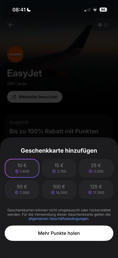 Revolut RevPoints Gutscheine Kaufen EasyJet