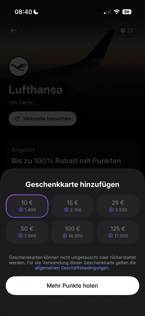 Revolut RevPoints Gutscheine Kaufen Lufthansa 2