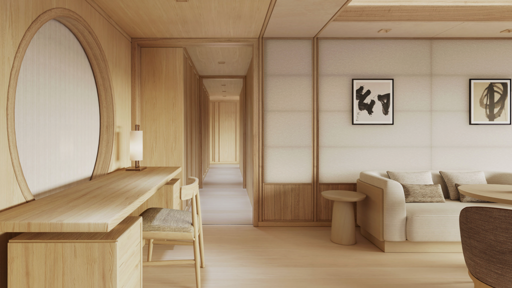 Aman Yacht Amangati Deluxe Suite Wohnzimmer