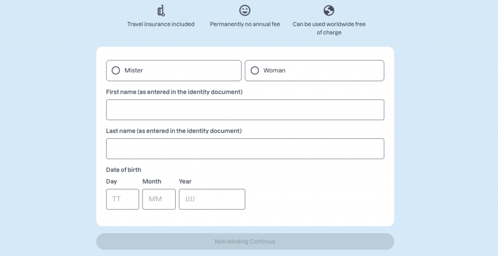 Screenshot of the applying process for a Bank Norwegian credit card