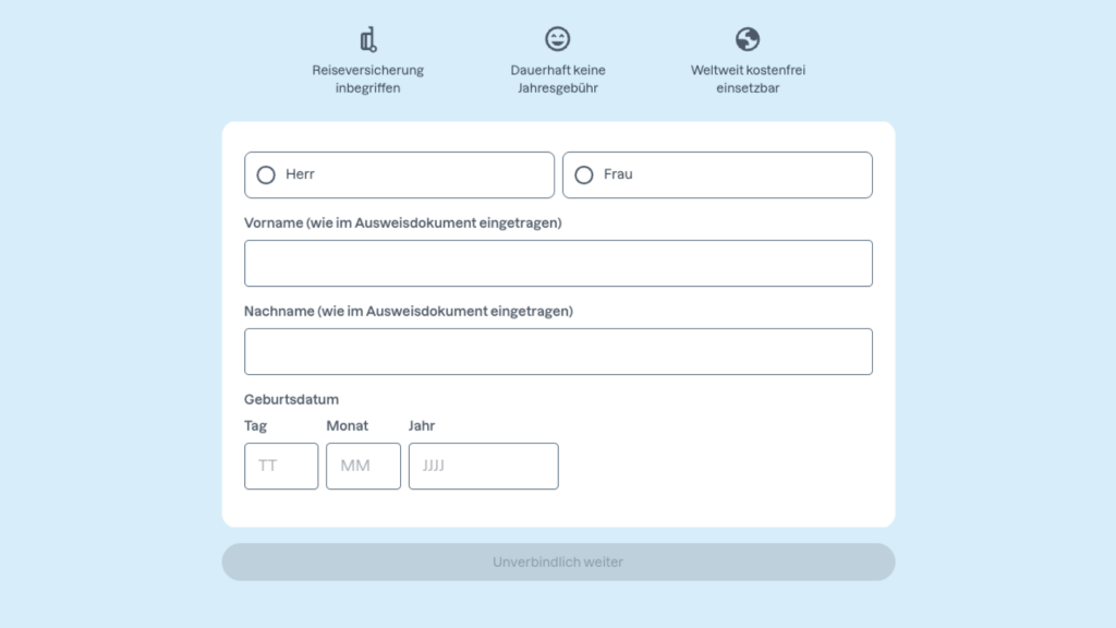 Beantragung der Bank Norwegian Kreditkarte