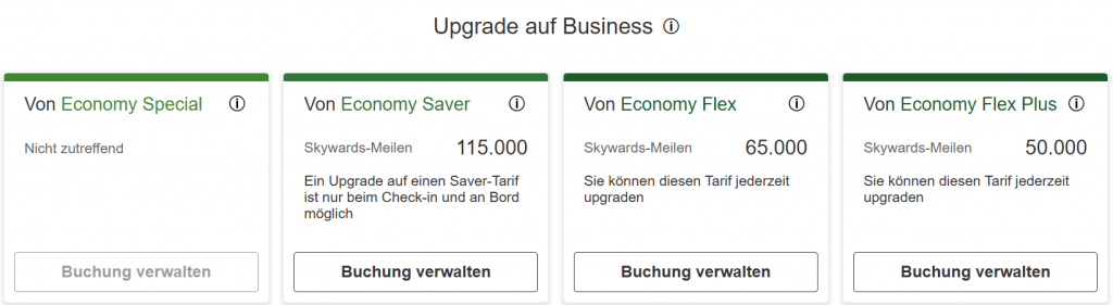 Emirates Suedafrika nach Deutschland Upgrade Economy Class auf Business Class