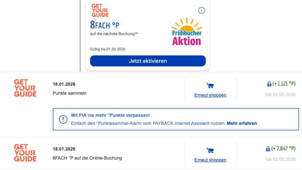 GetYourGuideAktion inkl. Gutschrift