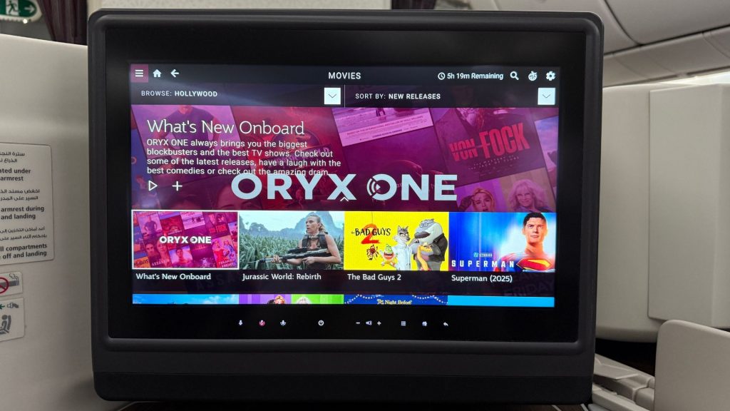 Qatar Airways Business Class Boeing 787 8 Programmauswahl