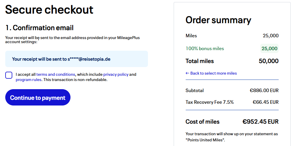United Meilen 100 Prozent Bonus Januar 2026 Checkout