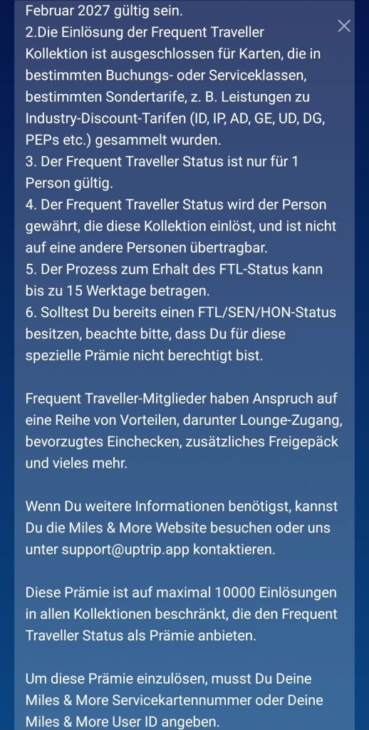 Uptrip Kollektion FTL Status 4