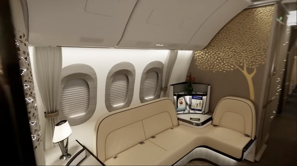 Screenshot Youtube Boeing 777X Emirates Business Class