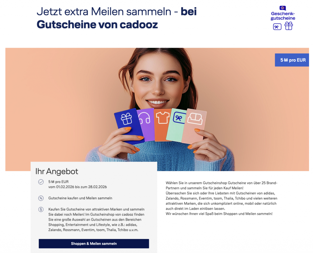 Cadooz Aktion Miles And More Februar 2026