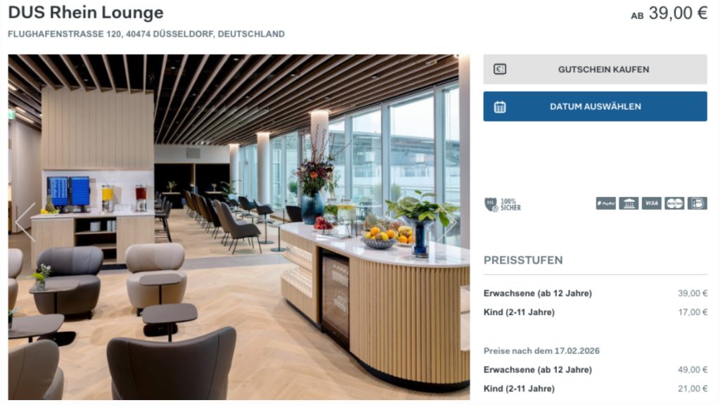 DUS Rhein Lounge Zugang