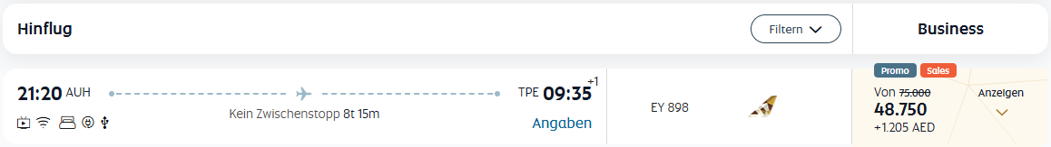 Etihad Guest Member Only Deals AUH TPE Business Class Feb Mar 2026