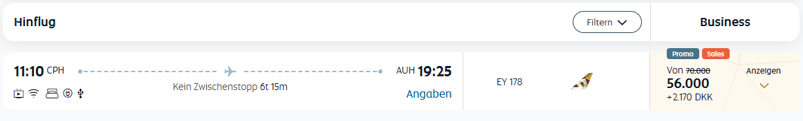 Etihad Guest Member Only Deals CPH AUH Business Class Feb Mar 2026