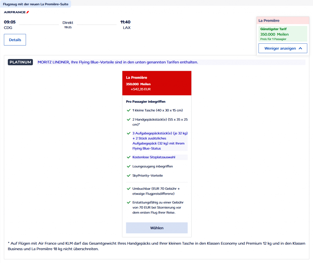 Flying Blue La Premiere Bedingungen Praemienflueg Los Angeles