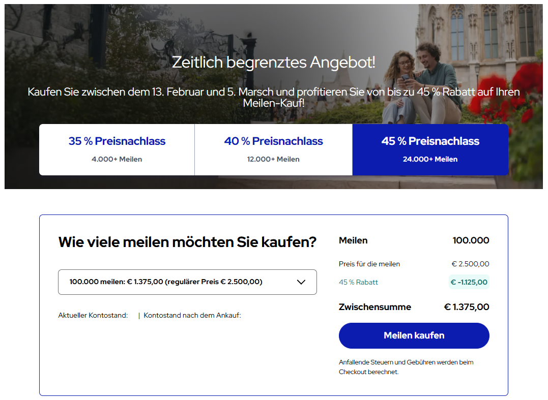 Flying Blue Meilen Kaufen Aktion Februar 2026