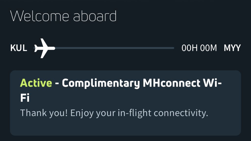 Malaysia Airlines Business Class WLAN