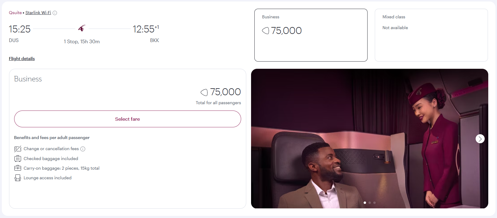 QR Privilege Club Qatar Airways DUS BKK Business Class QSuite