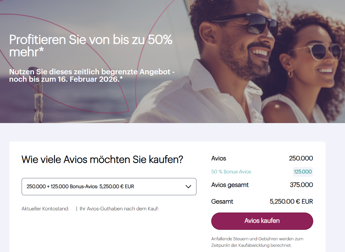 Qatar Airways Bonus Avios 50 Prozent Februar 2026