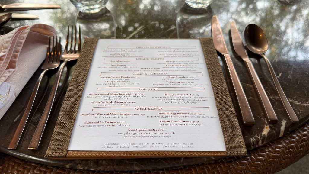 The Ritz Carlton Langkawi Fruehstueck Menu