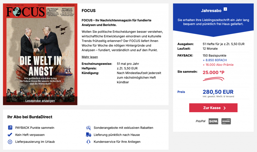 Burda Focus Abo Deal März 2026